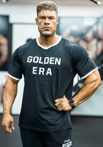 Oversized Golden Era Ringer Shirt - Black